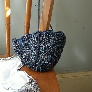 Beautiful Blu sequened small hand bag.